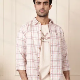 WROGN Men Comfort Fit Spread Collar Checked Cotton Casual Shirt-image-88