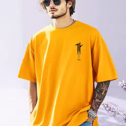 AUSK Graphic Printed Round Neck Drop Shoulder Sleeves Oversized Pure Cotton T-shirt image 4