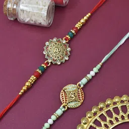 MEIRA JEWELLERY Set Of 2 Rakhi With Roli Chawal & Card-picture-26