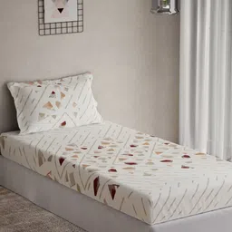 DDecor Vega Collection White Printed Cotton 144 TC Single Bedsheet Set 1.52m x 2.24m image 4