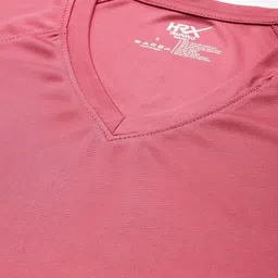 hrx by hrithik roshan Women Solid V Neck Polyester Pink T-Shirt image 2