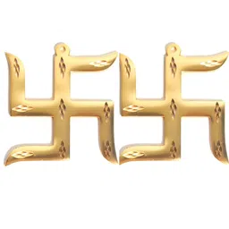 The Spiritual Living 2 Pieces Gold toned Brass Swastik Wall Decor-picture-21