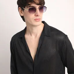 THE BEETEL HOUSE Men Relaxed Regular Fit Cuban Collar Textured Casual Shirt-image-2