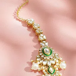 Rubans 22k Gold-Plated Kundan-Studded & Pearls Beaded Jewellery Set image 4