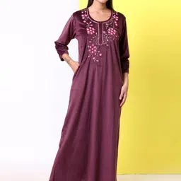 AVYAY Women Embroidered Maxi Nightdress-picture-20