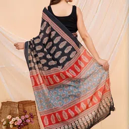 shivanya  handicrafts Shivanya Handicrafts Ethnic Motifs Printed Pure Cotton Block Print Saree image 2