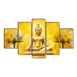 Myntra Elegant Homes Yellow & Gold-Toned 5 Piece Wood Religious Wall Paintings image 4