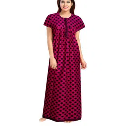 aakarshana Pure Cotton Printed Nighty Nightrdess Maxi Gown For Women-picture-36