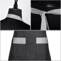 Kuber Industries Grey Jute 2 Front Pocket Kitchen Apron image 4