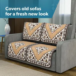 Aura Brown Cotton Sofa Cover image 4
