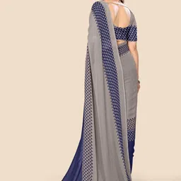 KANOODA Geometric Printed Pure Georgette Saree With Unstitched Blouse image 4