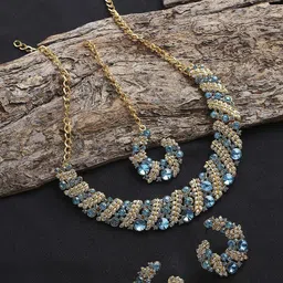 VATSALYA creation Alloy Gold- plated Turquoise Gold Jewellery Set-picture-33