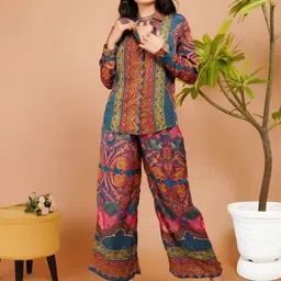 Boholyfe Teal Radiance Boho Shirt With Trouser Co-Ord Set-picture-19