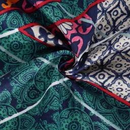 Aura Green & Red Geometric 350 TC Single Bedsheet with 1 Pillow Covers image 3