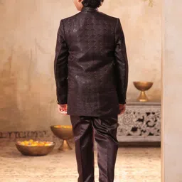 Aj DEZInES Boys Mandarin Collar Full Sleeves Sequins Sherwani Set image 5
