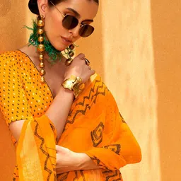 Anouk Geometric Printed Saree With Blouse Piece image 3