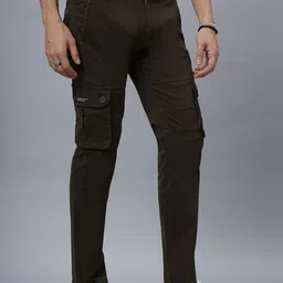 HO BINDAASS Men Regular Fit Easy Wash Cargos Trousers image 2