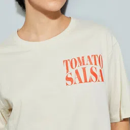 max Women Typography Printed Round Neck Cotton Oversized T-shirt image 2