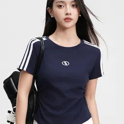 LULU & SKY Women Solid Round Neck Slim Fit Cotton T-shirt-picture-20