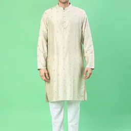 V-Mart Men Ethnic Motifs Embroidered Regular Thread Work Kurta with Trousers-image-54