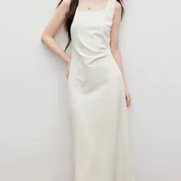 all about you Women Solid Square Neck Sheath Midi Dress image 5