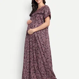 THE MAMA KLUB Printed Maxi Nightdress image 3