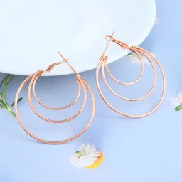 MEMOIR Rose Gold-Plated Contemporary Triple Hoop Earrings-picture-31
