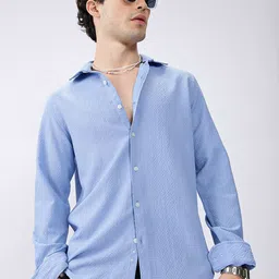 VASTRADO Men Classic Fit Textured Spread Collar Casual Shirt-picture-36