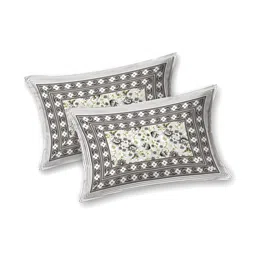 CLOTHOLOGY White & Green Floral 180 TC King Bedsheet with 2 Pillow Covers image 4