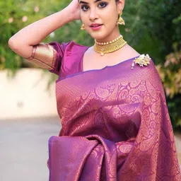 CANIZZARO Woven Design Zari Silk Blend Banarasi Saree image 2