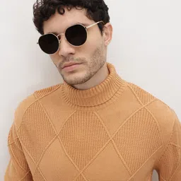 The Roadster Life Co. Acrylic Geometric Self Design Turtle Neck Pullover-image-61