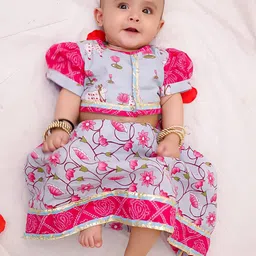 BownBee Girls Printed Ready to Wear Pure Cotton Lehenga & Choli-image-10