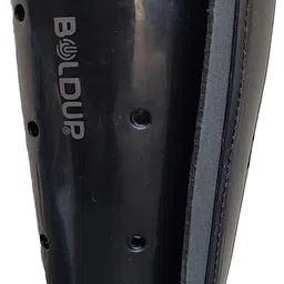 boldup Practice and Training Sports Lightweight PVC Shell Stitched (Small Black) Hockey Shin Guard image 2