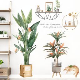 INDIAN ROYALS Green & Black Plants Style Printed Self-Adhesive & Durable Wall Sticker-picture-24