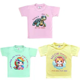 Cute Pals Kids-Unisex Pack Of 3 Multicoloured Cotton Tshirts-picture-15