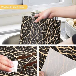 Kuber Industries Black & Yellow Printed Water Resistant Shelf Liner Organisers image 3