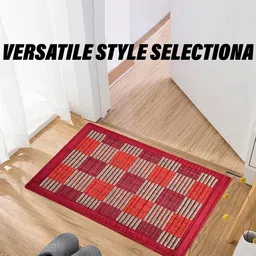 Aura Maroon & Red Checked Anti-Skid Reversible Entryway Door Mat image 3