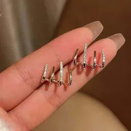 PolluxCraft Gold Plated Zircon Studded Contemporary Studs image 5