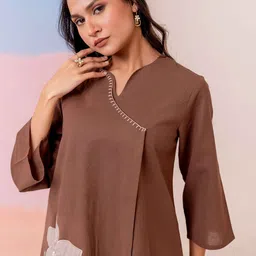 MISRI Embroidered Pure Cotton Tunic With Trousers Co-Ords image 5