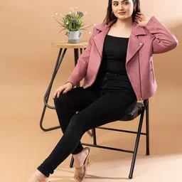 TWENTY ME Woollen Spread Collar Biker Jacket image 4