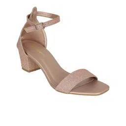 DressBerry Textured PU Party Block Sandals image 4