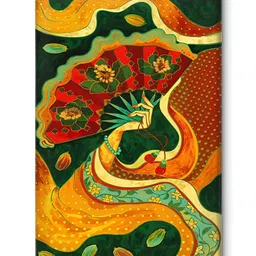 Myntra Elegant Homes Red & Green Traditional Japanese Style Printed Canvas Wall Art image 4