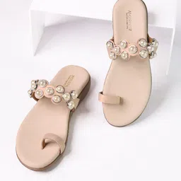 Monrow Women Western Embellished PU One Toe Flats-image-14