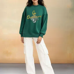 Flying Machine Women Typography Printed Drop Shoulder Pullover Sweatshirt image 4