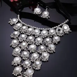 Shining Diva Silver-Plated Oxidised Jewellery Set-picture-29