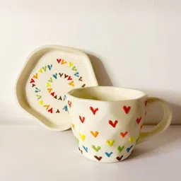 aav world Pack of 1 Ceramic heart design saucer with Cup Set image 2