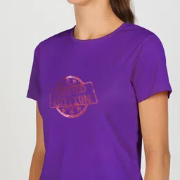 shashvi Women Printed Round Neck Polyester Purple T-Shirt image 4