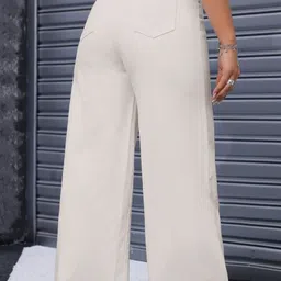 nucloths Women Straight Fit High Rise White Jeans image 4