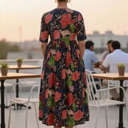 KALINI Floral Print A-Line Midi Dress image 5