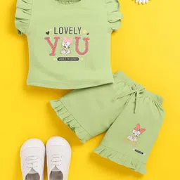 CERABI Girls Printed Short Sleeves Pure Cotton T-shirt With Shorts-picture-40